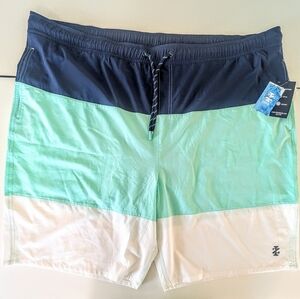 Izod Saltwater Swim Trunks 3XLT Beach Glass NWT UPF 50 Quick Dry